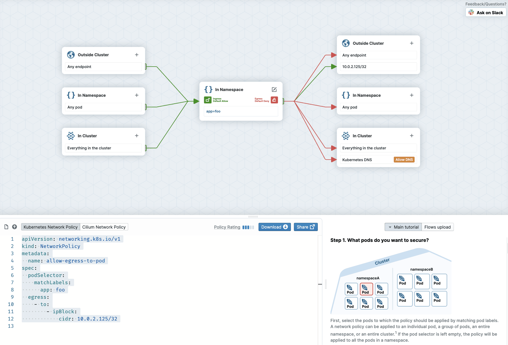 Cilium network policy editor UI